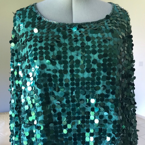 Roaman's Tops - Roaman’s 3/4 Sleeve Festive Holiday Green Top 34W